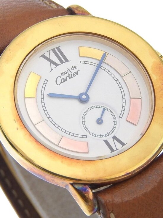 CARTIER Must Rondo Watches W1009244 gold WhiteDial Silver925/leather Quart... main image 13